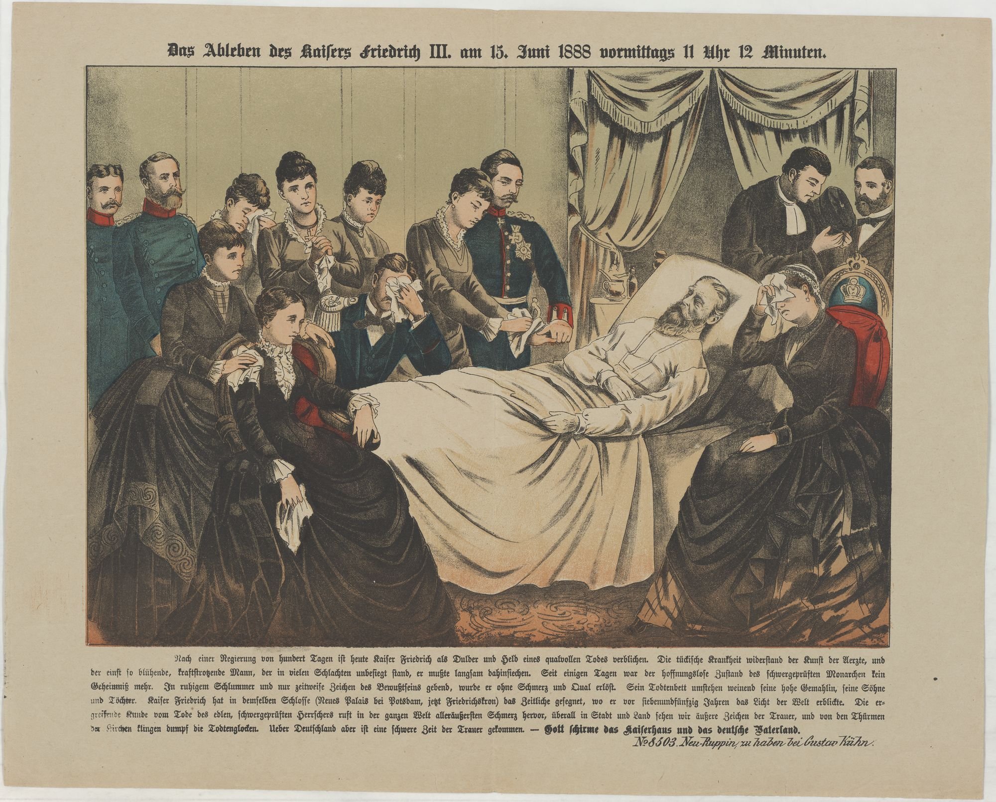 Das Ableben des Kaisers Friedrich III. am 15. Juni 1888 vormittags 11 Uhr 12 Minuten. (Kulturstiftung Sachsen-Anhalt Public Domain Mark)