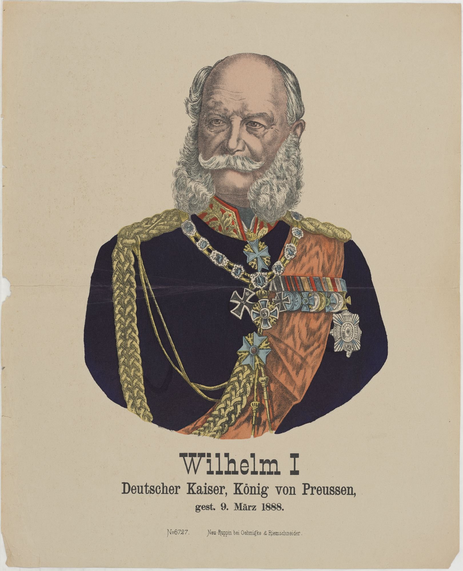 Wilhelm I,/ Deutscher Kaiser, König von Preussen,/ gest. 9. März 1888. (Kulturstiftung Sachsen-Anhalt Public Domain Mark)