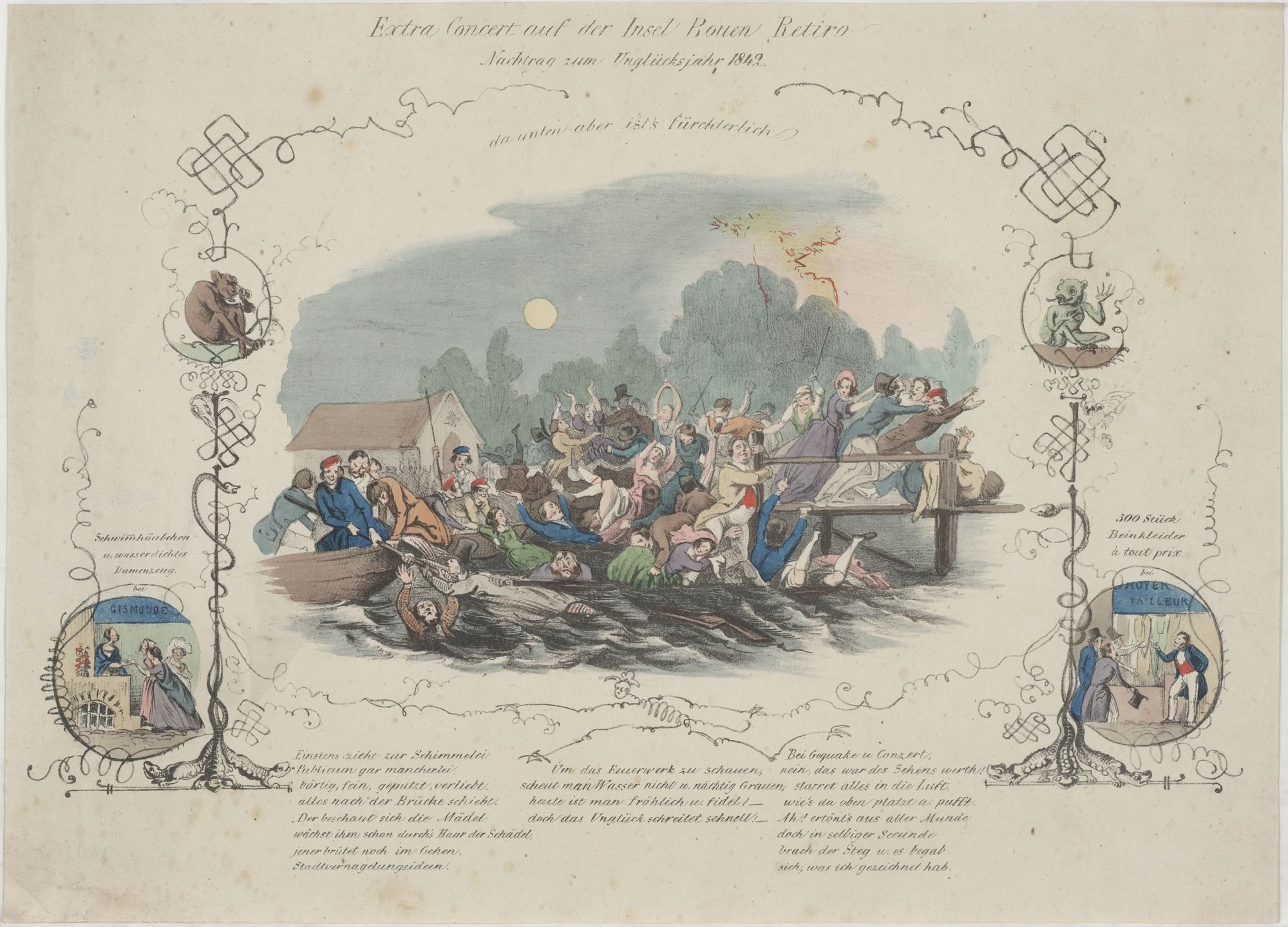 Extra Concert auf der Insel Bouen Retiro./ Nachtrag zum Unglücksjahr 1842. (Kulturstiftung Sachsen-Anhalt Public Domain Mark)