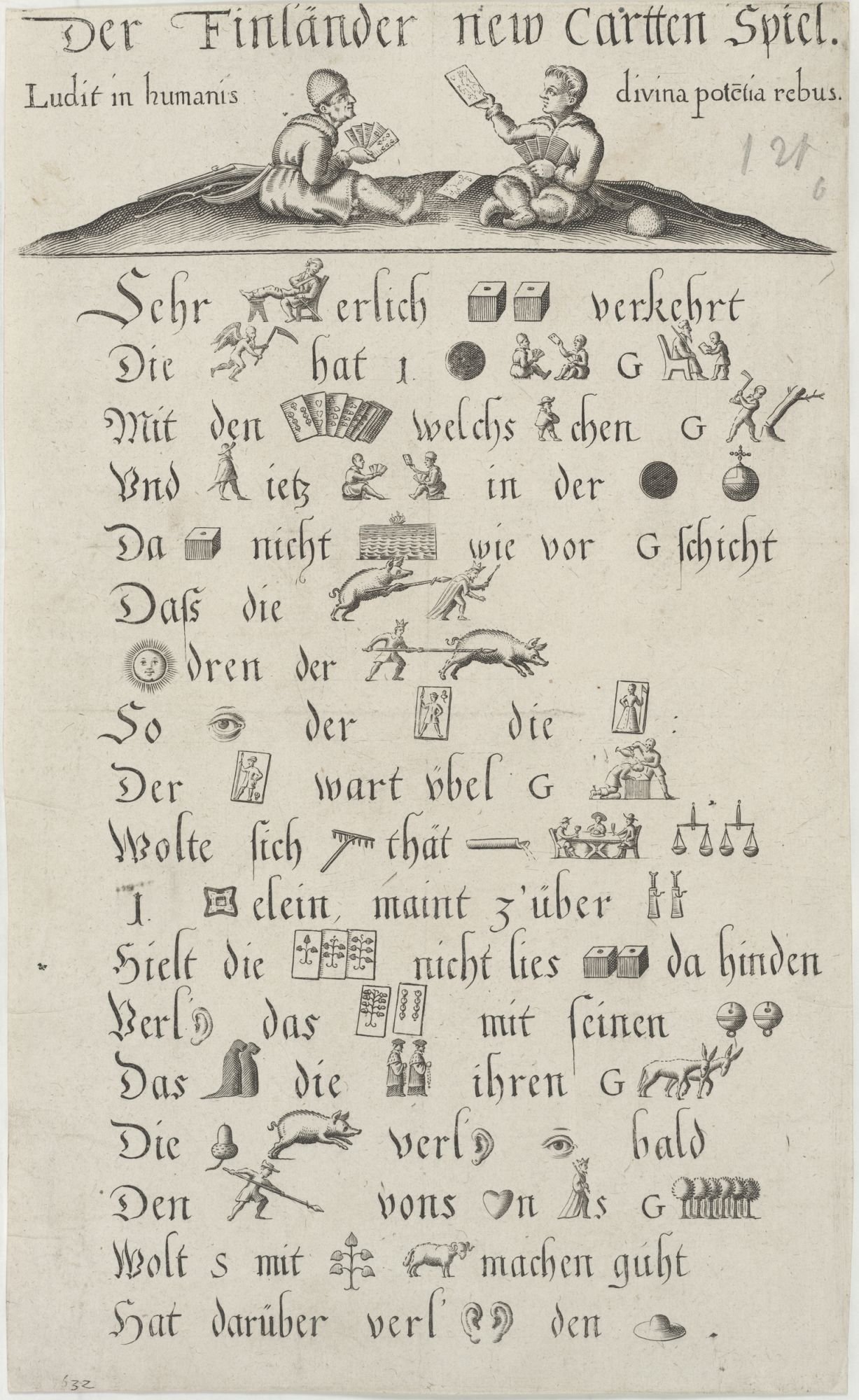 Der Finländer new Cartten Spiel./ Ludit in humanis divina potetia rebus. (Kulturstiftung Sachsen-Anhalt Public Domain Mark)