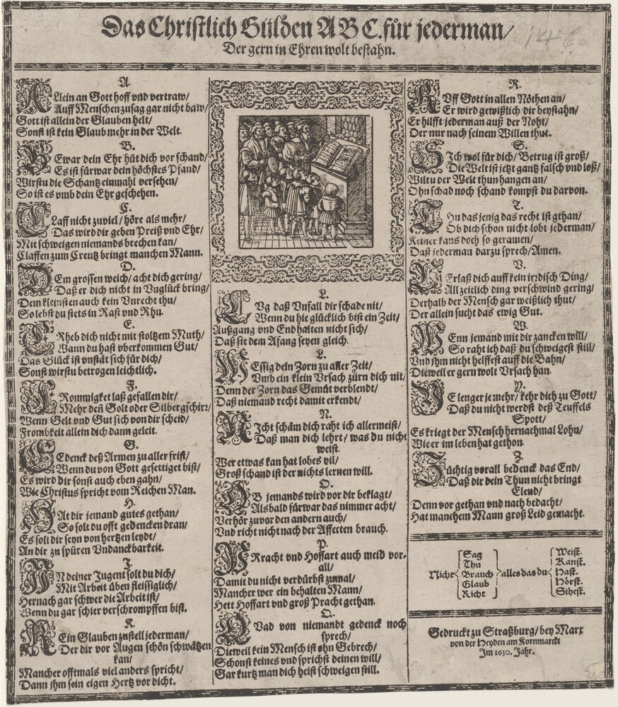 Das Christlich Gülden ABC. fur jederman// Der gern in Ehren wolt bestahn. (Kulturstiftung Sachsen-Anhalt Public Domain Mark)
