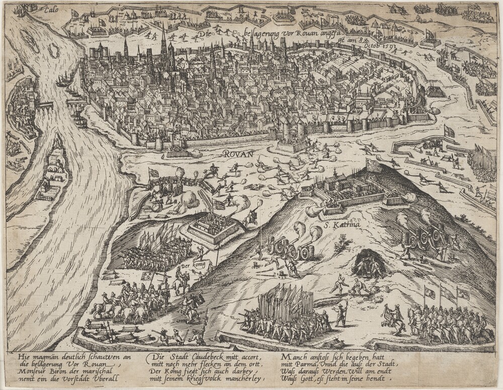 Die belagerung vor Rouan angefa-/ ge am 8./ Octob 1591 (Kulturstiftung Sachsen-Anhalt Public Domain Mark)