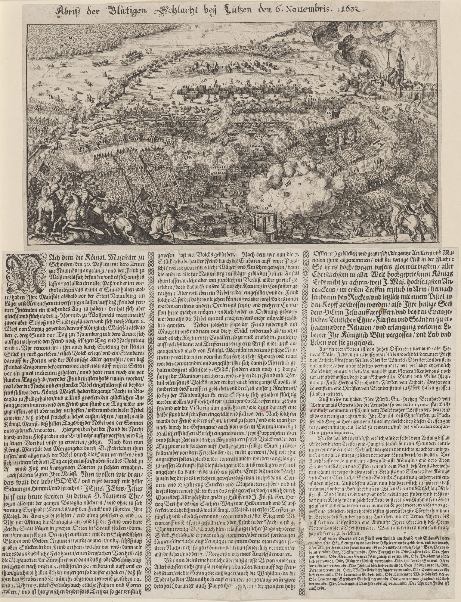 Abriß der Blutigen Schlacht bey Lützen den 6. Novembris. 1632. (Kulturstiftung Sachsen-Anhalt Public Domain Mark)