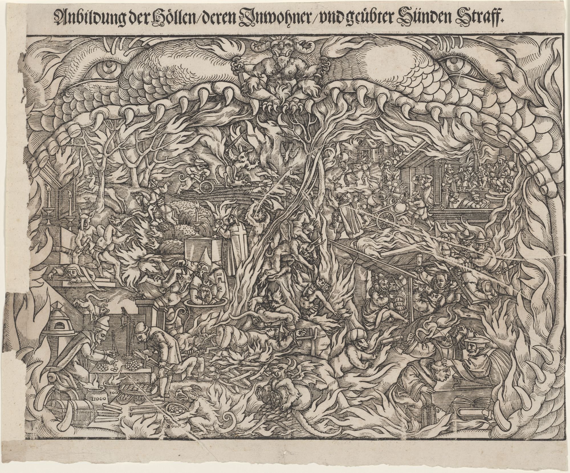 Anbildung der Hoellen/ deren Inwohner/ und geuebter Sünden Straff. (Kulturstiftung Sachsen-Anhalt Public Domain Mark)