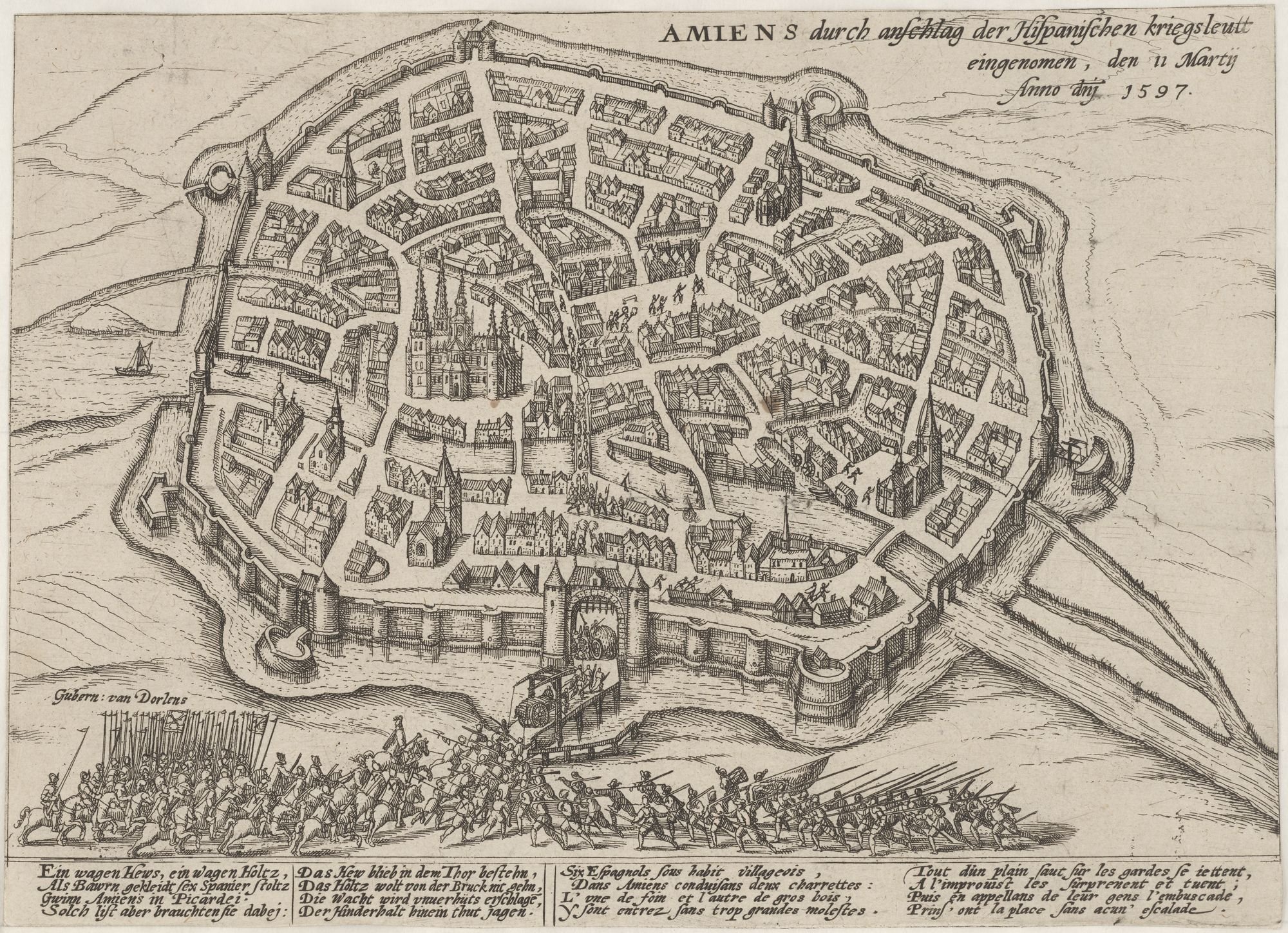 Amiens durch anschlag der Hispanischen kriegsleutt den 11 marty, Anno dnj 1597. (Kulturstiftung Sachsen-Anhalt Public Domain Mark)