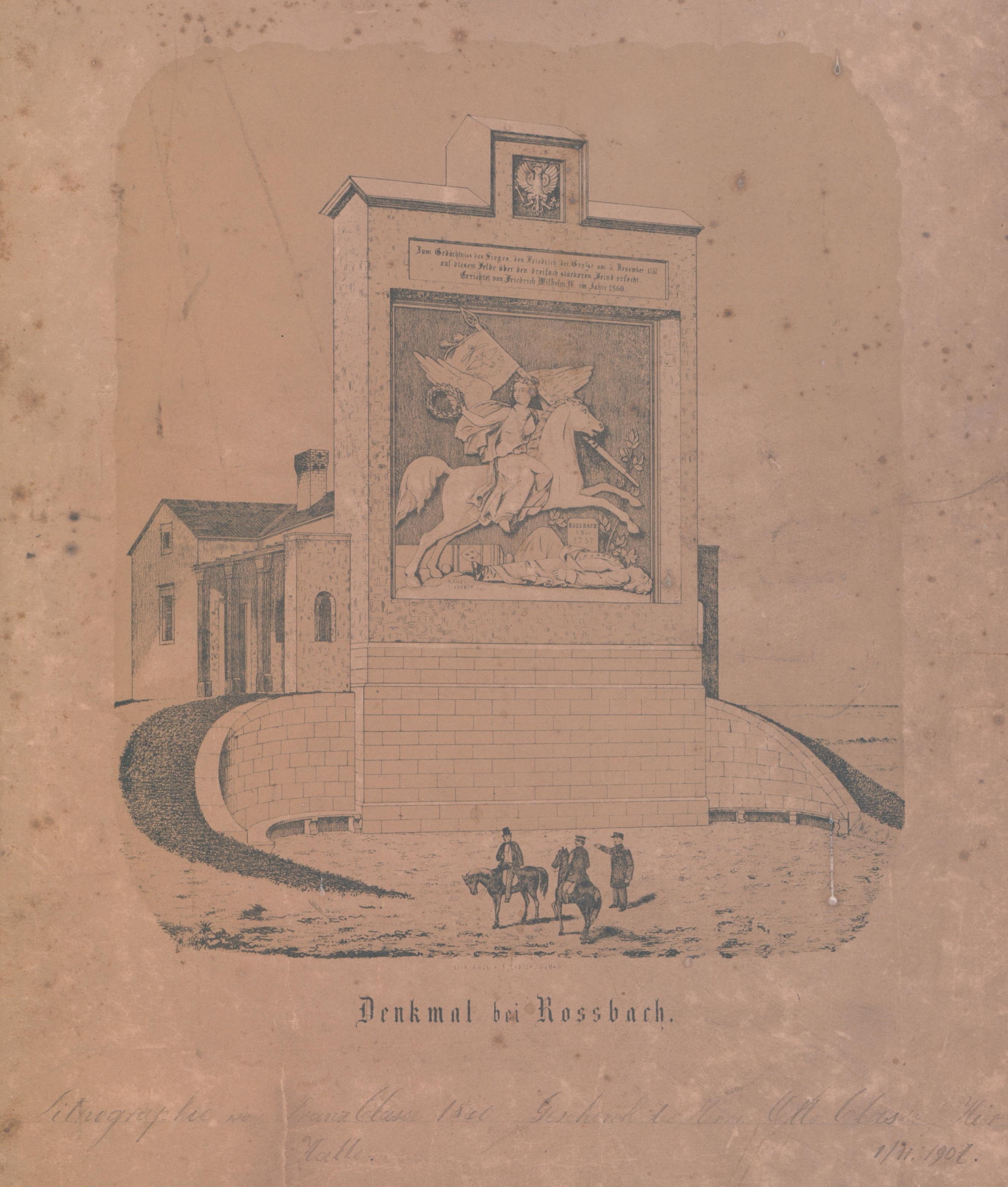 Lithografie - "Denkmal bei Rossbach" (Kulturhistorisches Museum Schloss Merseburg CC BY-NC-SA)