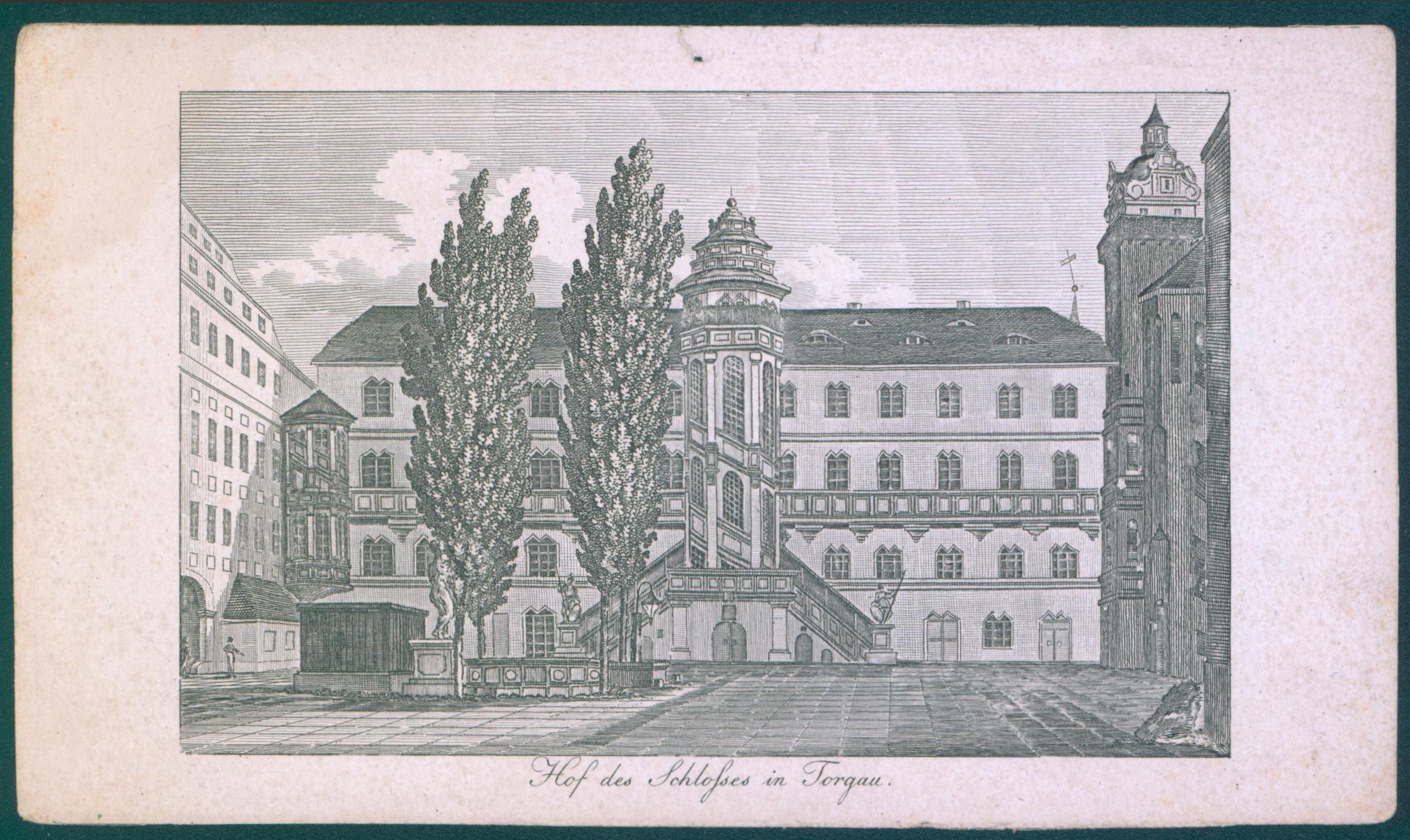 Lithografie - Torgau, Schloss Hartenfels (Kulturhistorisches Museum Schloss Merseburg CC BY-NC-SA)