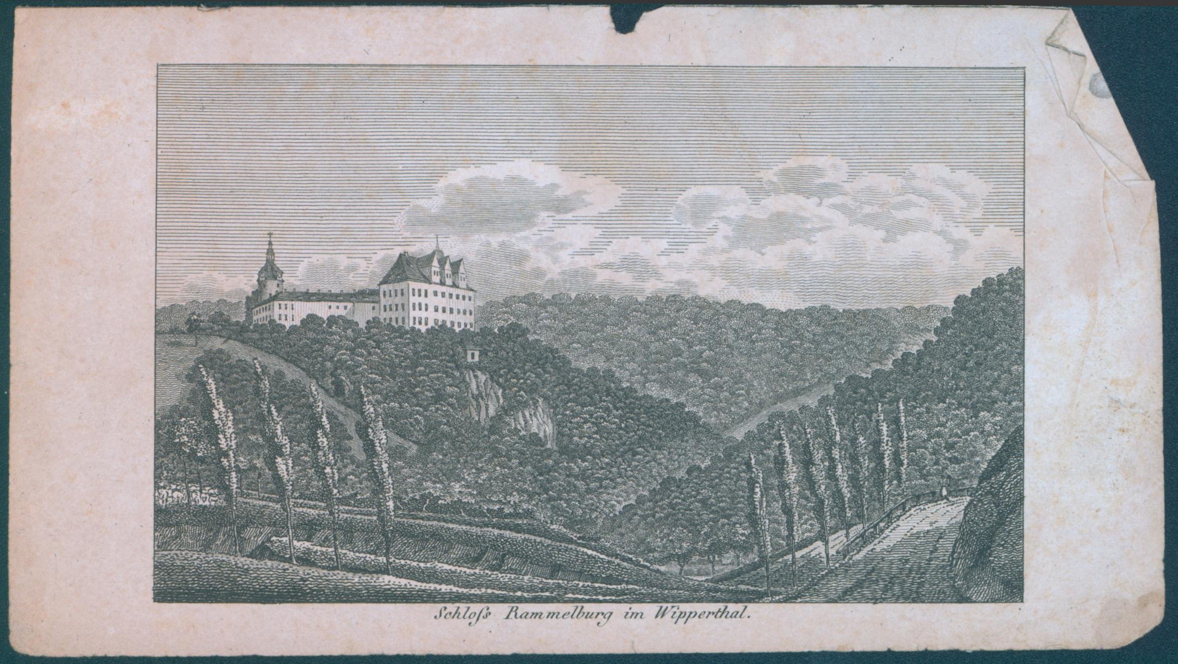 Lithografie - Schloss Rammelburg (Kulturhistorisches Museum Schloss Merseburg CC BY-NC-SA)