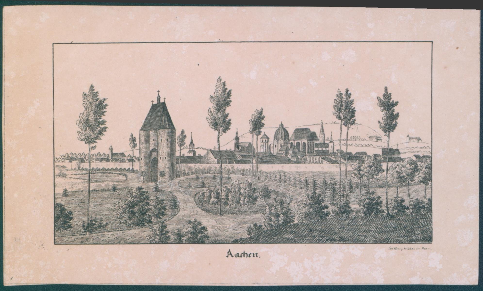 Lithografie - Aachen, Stadtansicht (Kulturhistorisches Museum Schloss Merseburg CC BY-NC-SA)