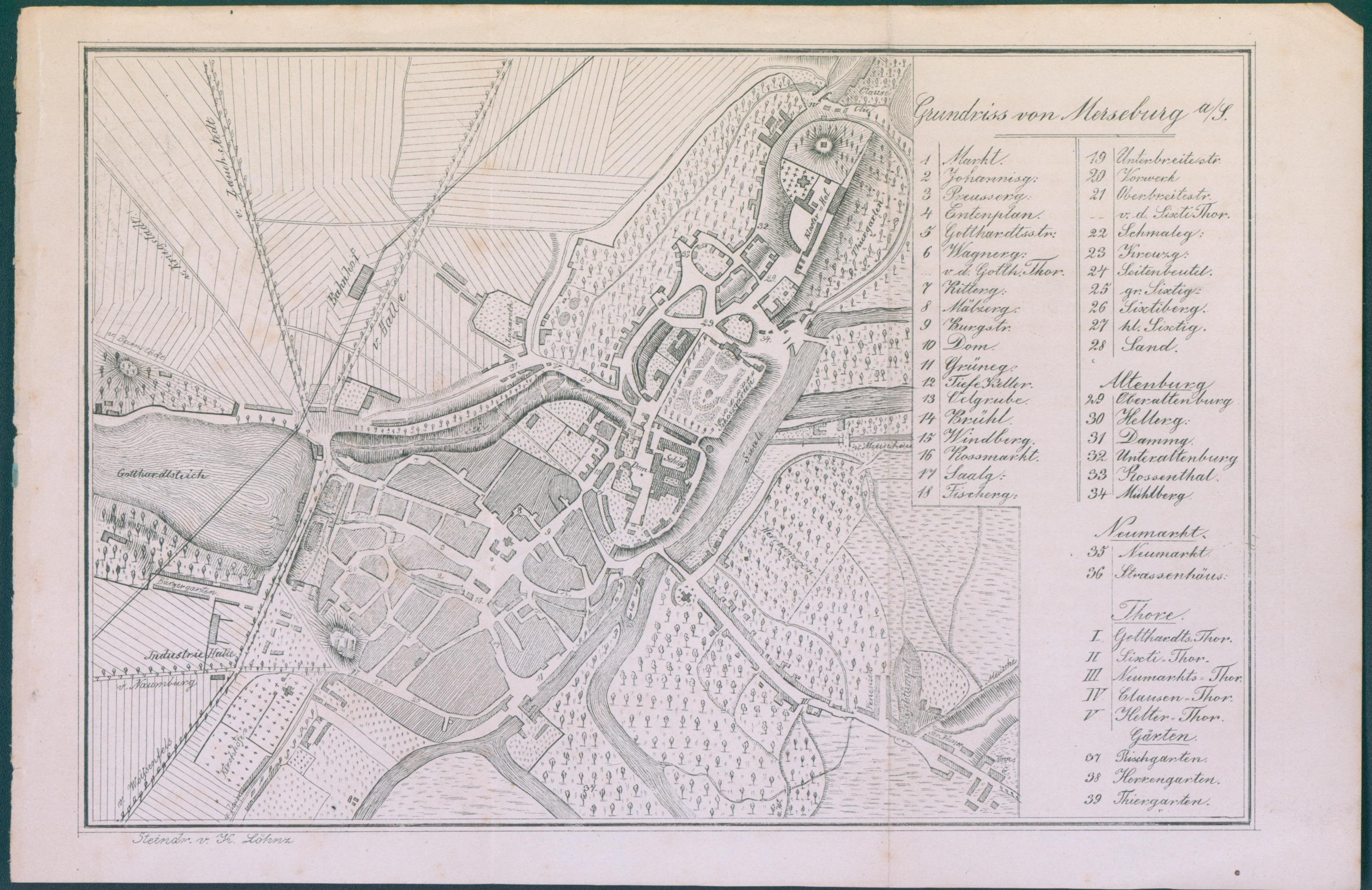 Stadtplan von Merseburg (Kulturhistorisches Museum Schloss Merseburg CC BY-NC-SA)