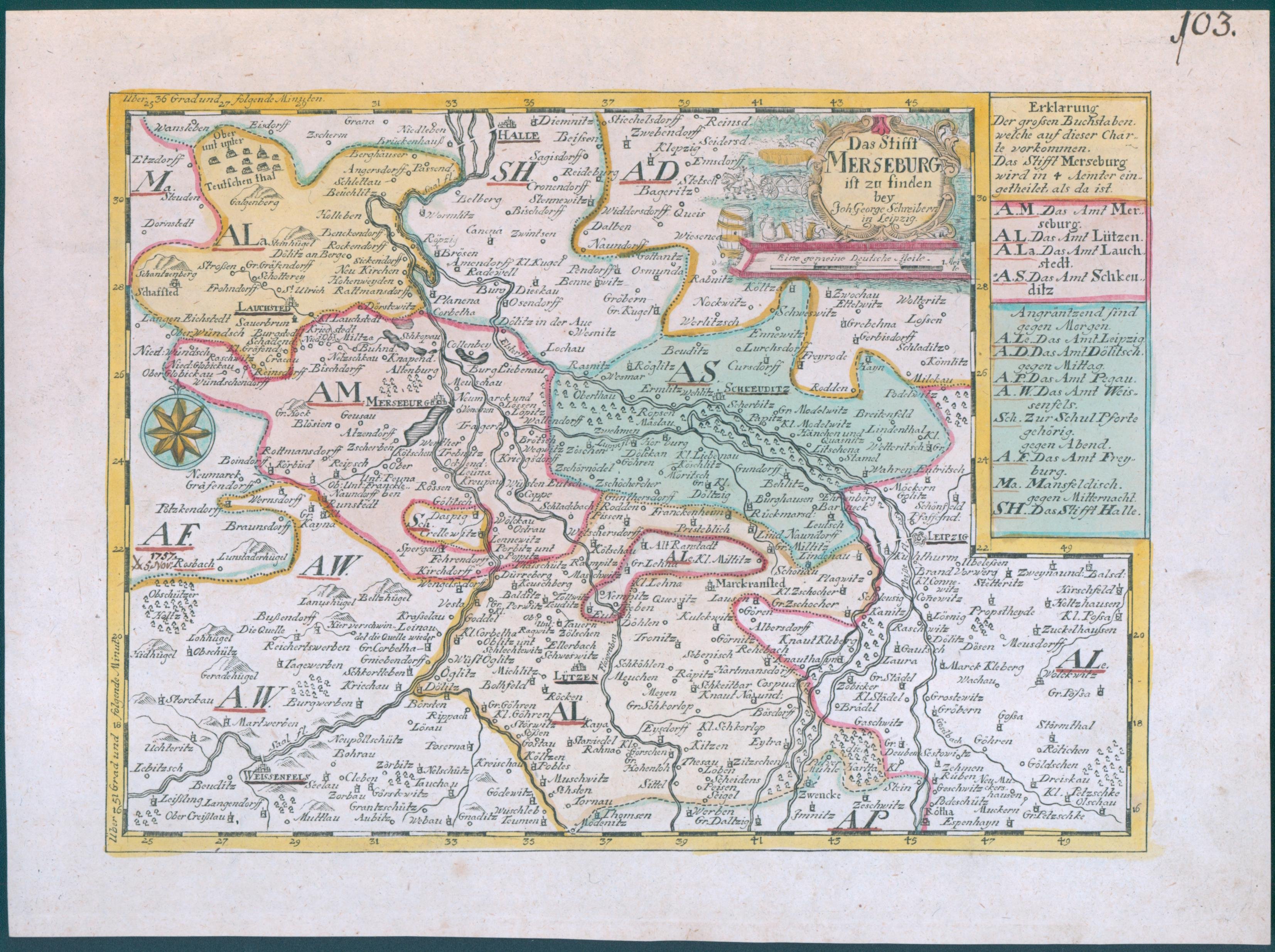 Karte des Stifts Merseburg (Kulturhistorisches Museum Schloss Merseburg CC BY-NC-SA)