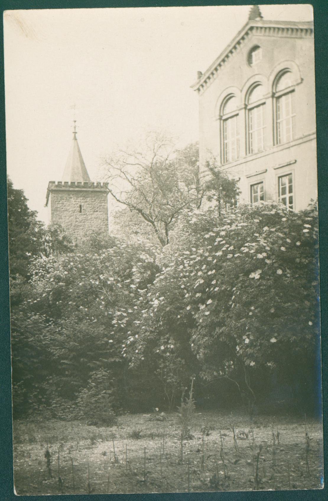 Merseburg, Eulenturm mit Ausschnitt Knabenschule (Kulturhistorisches Museum Schloss Merseburg CC BY-NC-SA)