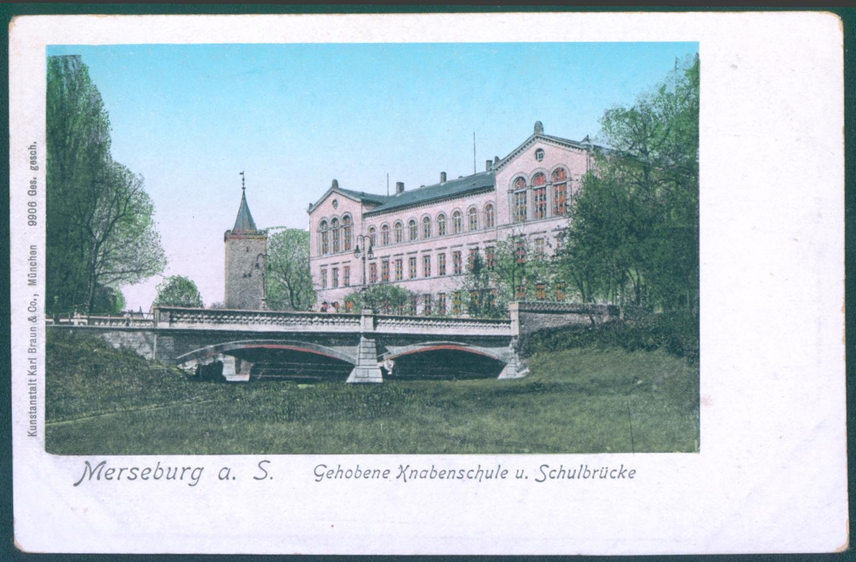 Merseburg, Gehobene Knabenschule und Schulbrücke (Kulturhistorisches Museum Schloss Merseburg CC BY-NC-SA)