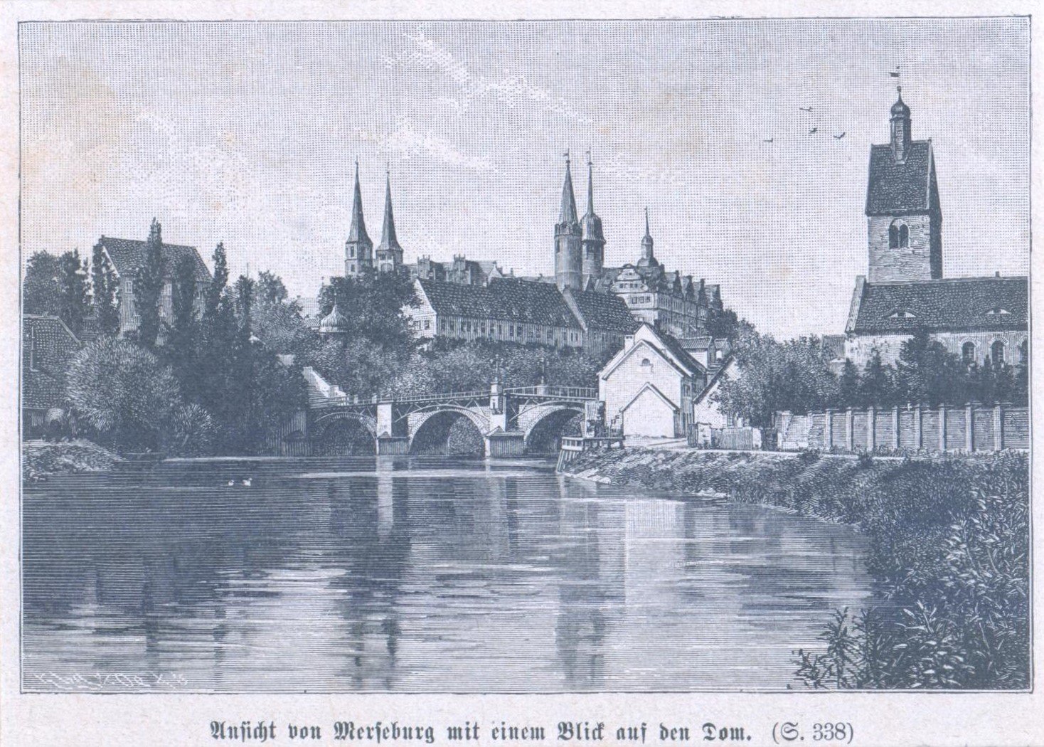 Zinkographie - Merseburg, Ansicht Dom und Schloss mit Neumarktkirche (Kulturhistorisches Museum Schloss Merseburg CC BY-NC-SA)