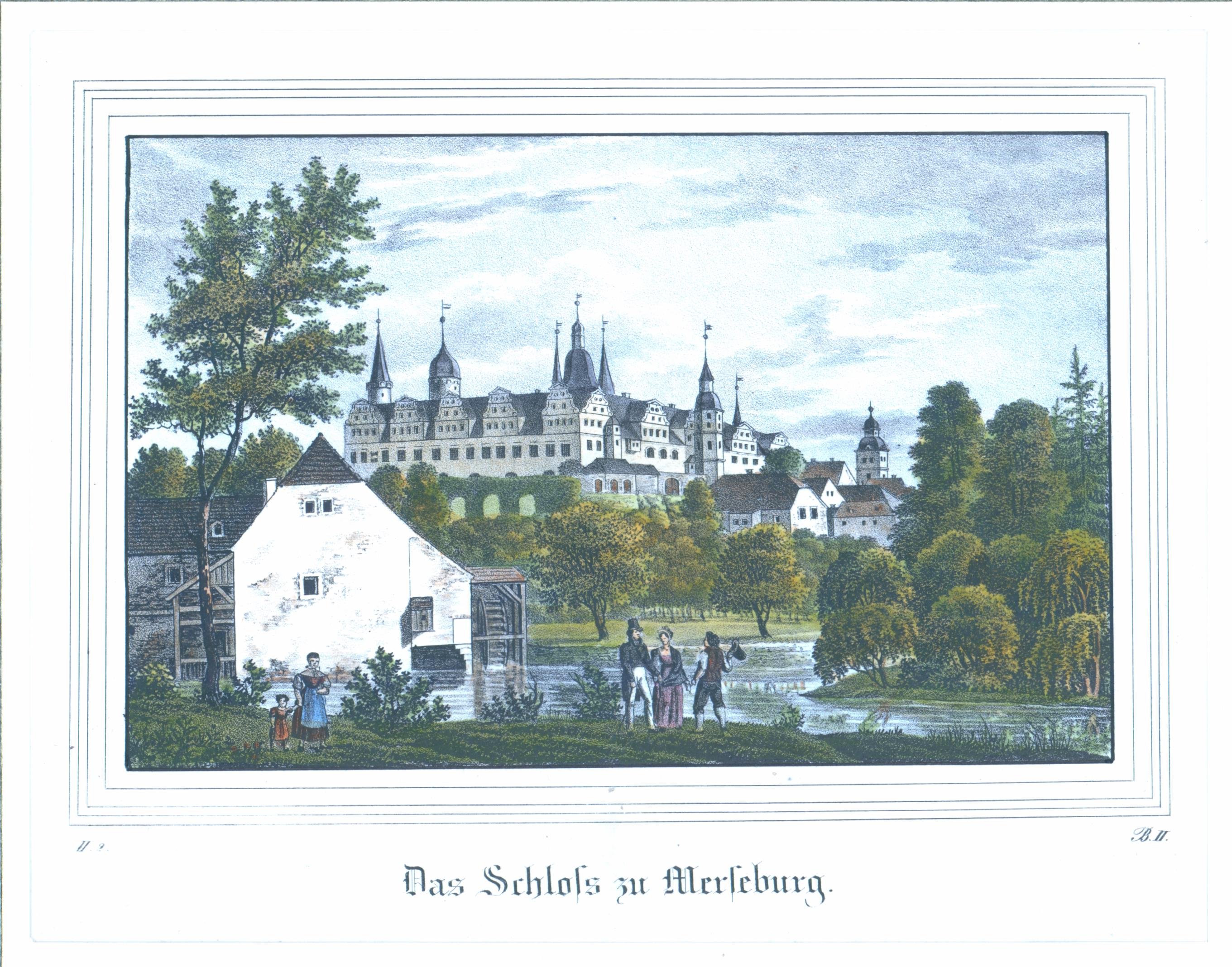 Lithographie - "Das Schloss zu Merseburg" (Kulturhistorisches Museum Schloss Merseburg CC BY-NC-SA)