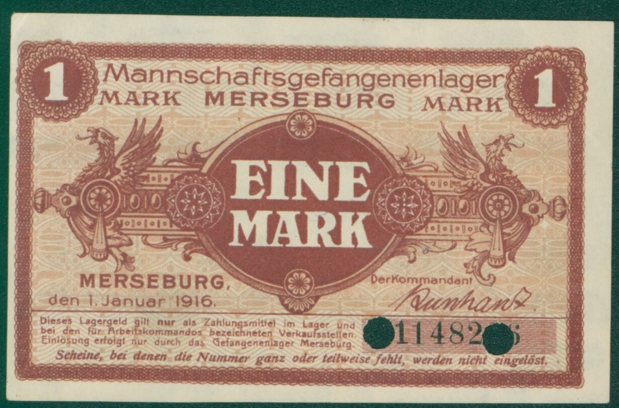 Lagergeld Merseburg "Eine Mark", No. 1148206 (Kulturhistorisches Museum Schloss Merseburg CC BY-NC-SA)