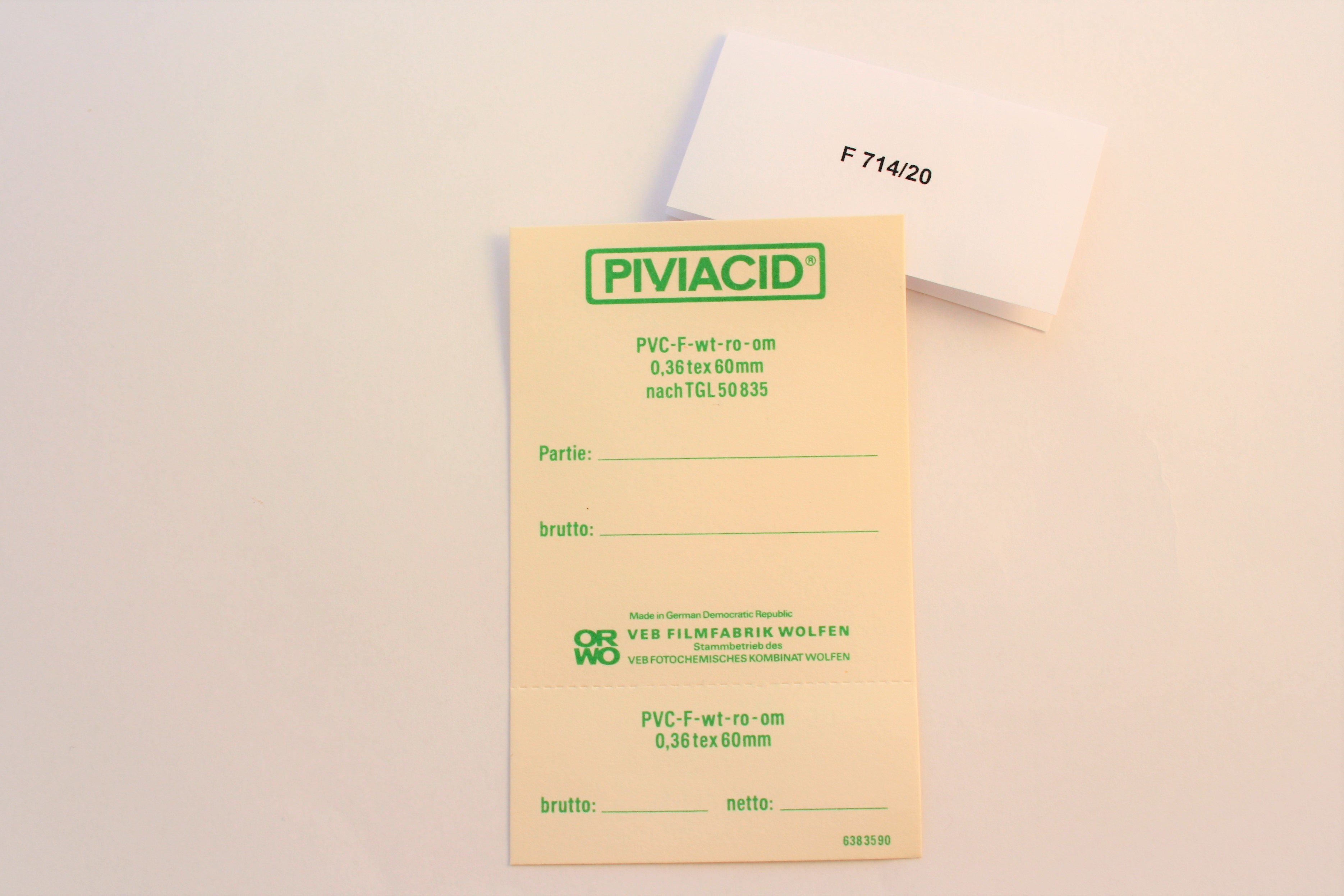 Produktbegleitzettel Piviacid (Industrie- und Filmmuseum Wolfen CC BY-NC-SA)
