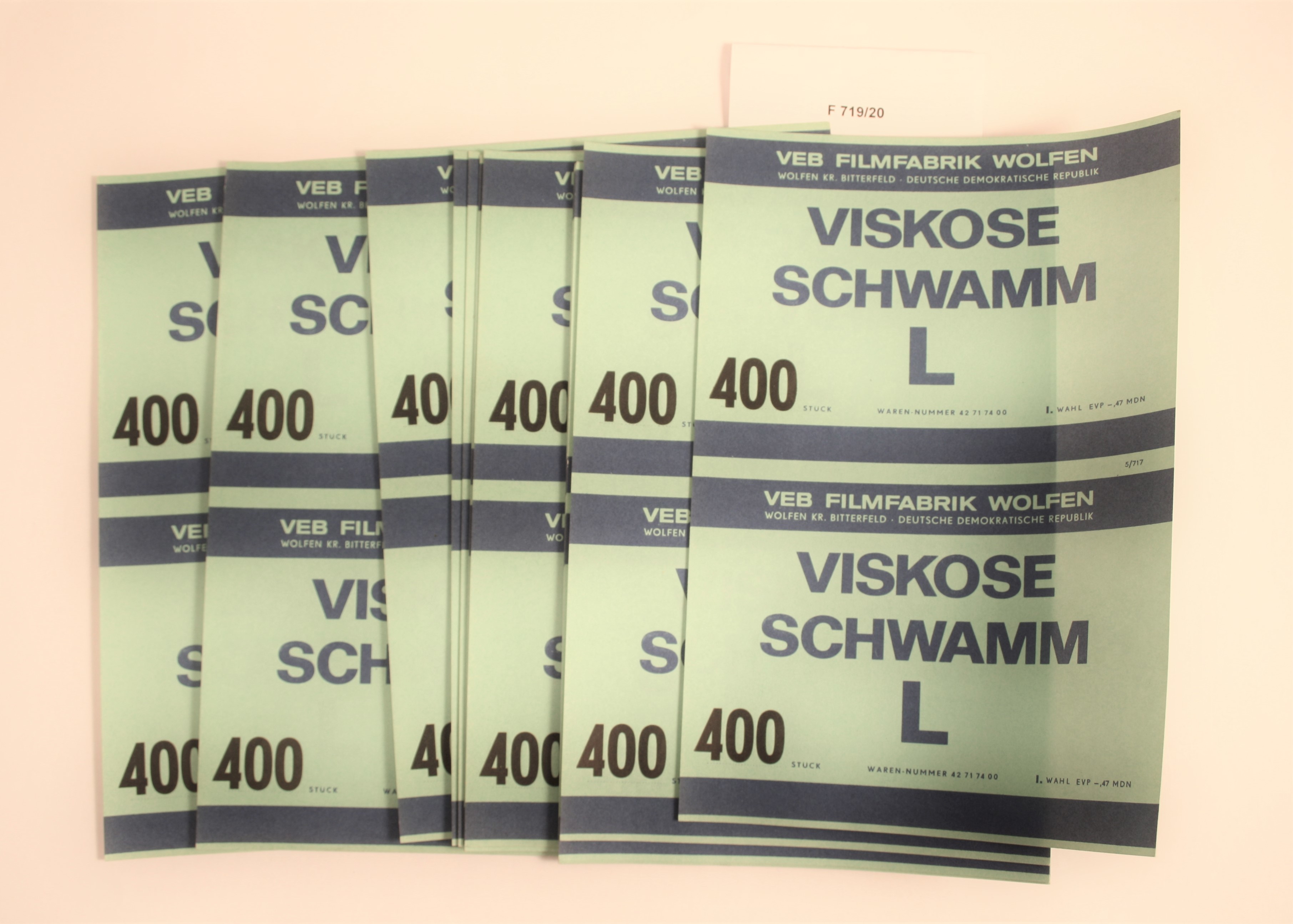 Produktzettel Viskose Schwamm L (Industrie- und Filmmuseum Wolfen CC BY-NC-SA)