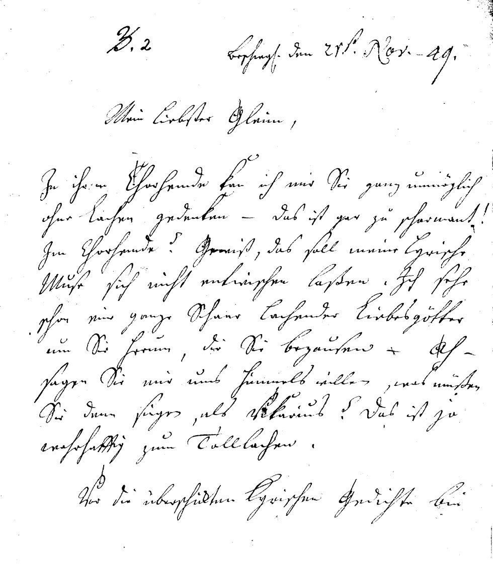 Brief J. F. W. Zachariaes an J.W.L. Gleim vom 21.11.1749 (Gleimhaus Halberstadt CC BY-NC-SA)