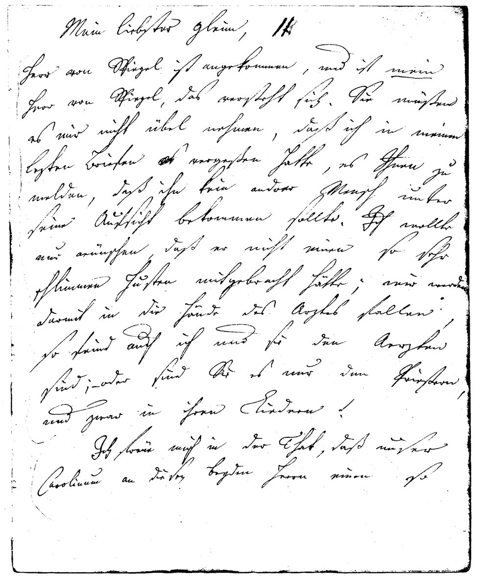 Brief J. F. W. Zachariaes an J.W.L. Gleim vom 17. März 1755 (Gleimhaus Halberstadt CC BY-NC-SA)