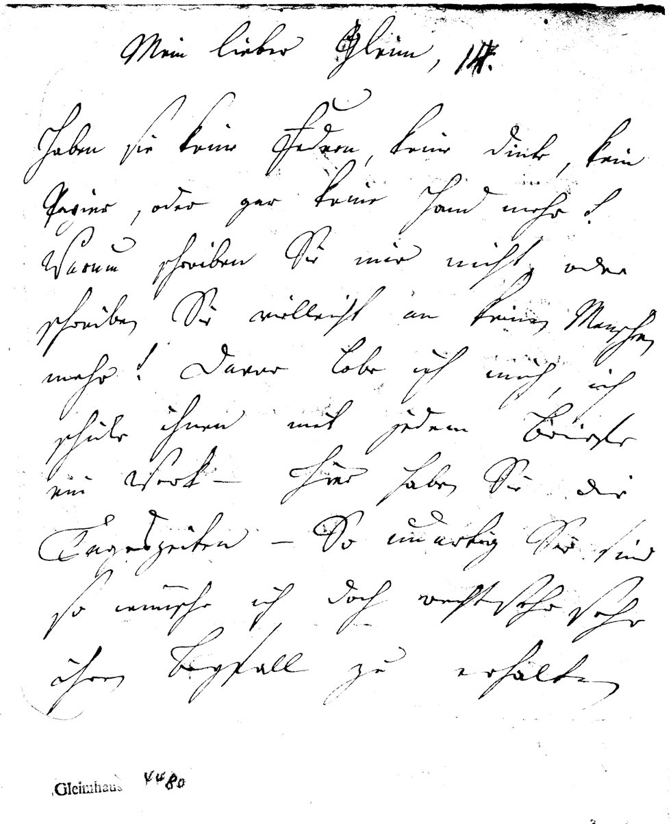 Brief J. F. W. Zachariaes an J.W.L. Gleim vom 16. Oktober 1755 (Gleimhaus Halberstadt CC BY-NC-SA)