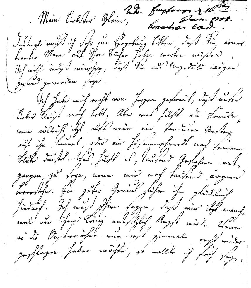 Brief J. F. W. Zachariaes an J.W.L. Gleim (Gleimhaus Halberstadt CC BY-NC-SA)
