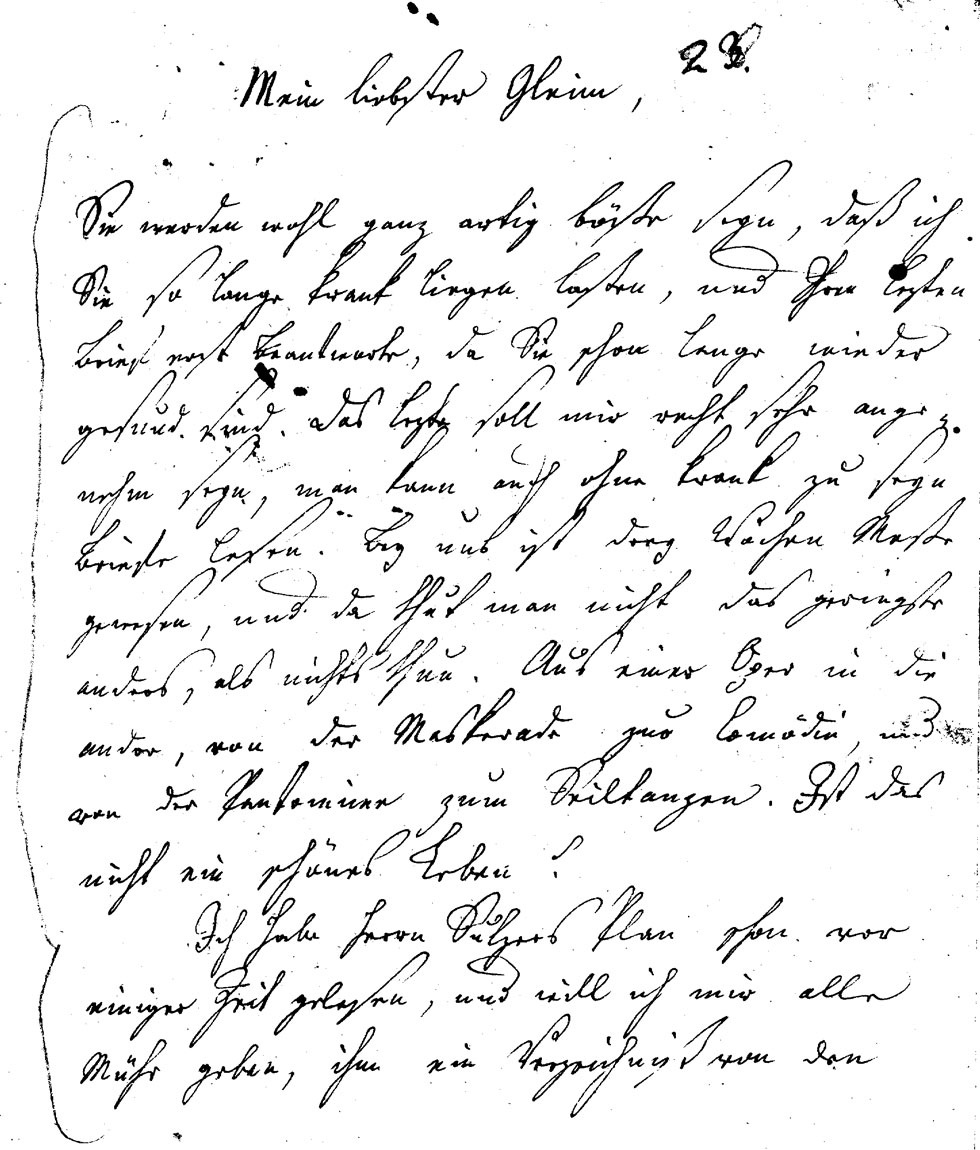 Brief J. F. W. Zachariaes an J.W.L. Gleim vom 20. Februar 1757 (Gleimhaus Halberstadt CC BY-NC-SA)