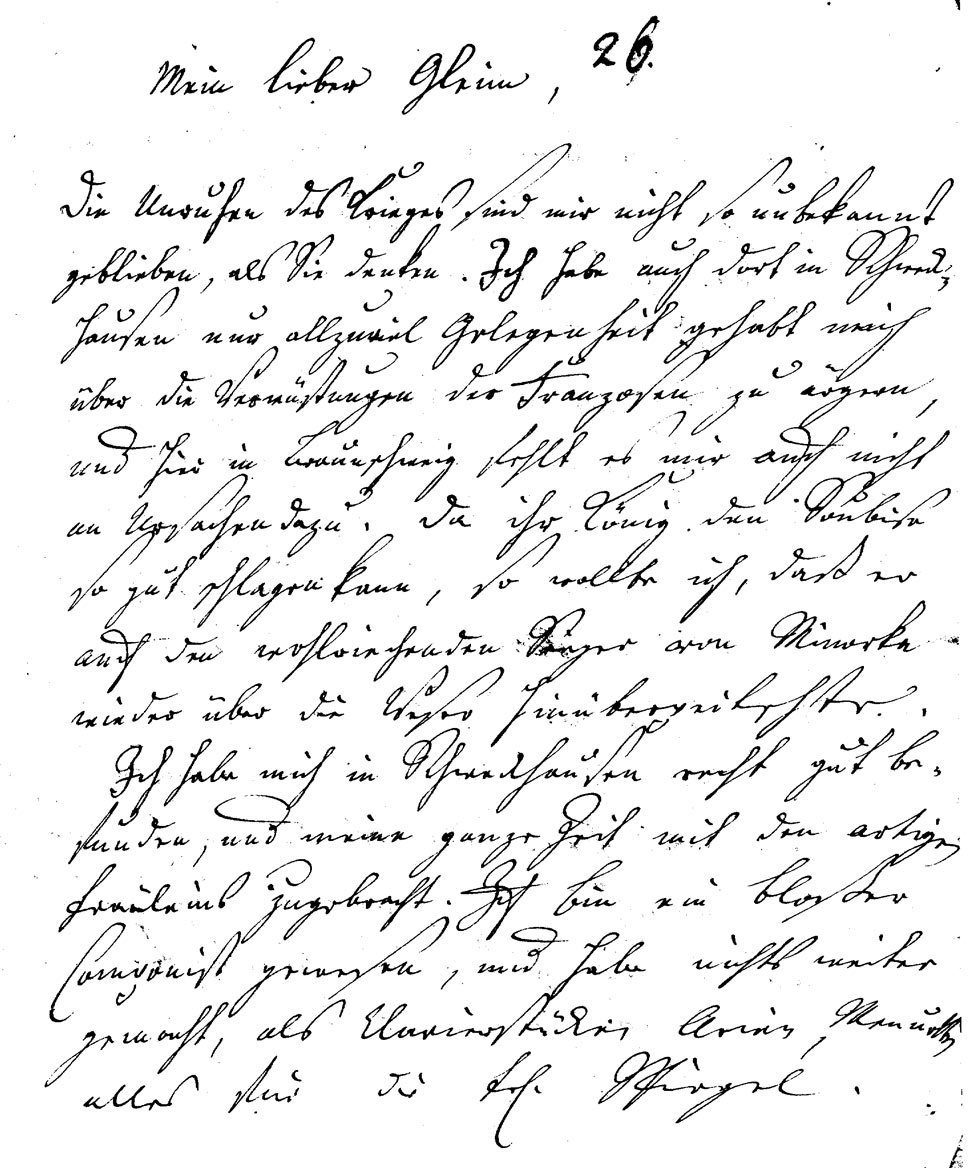 Brief J. F. W. Zachariaes an J.W.L. Gleim vom 23. November 1757 (Gleimhaus Halberstadt CC BY-NC-SA)