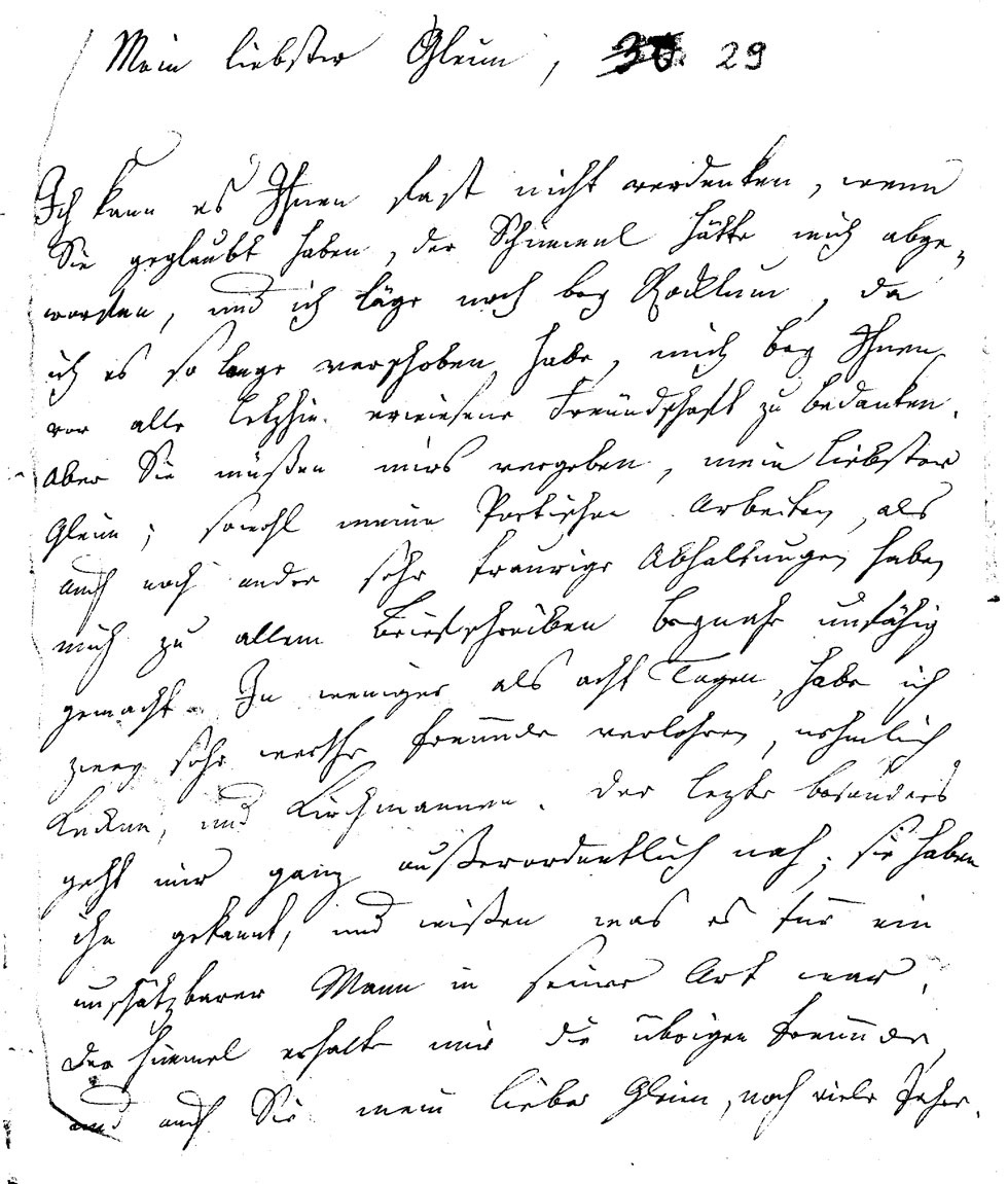 Brief J. F. W. Zachariaes an J.W.L. Gleim vom 6. Januar 1760 (Gleimhaus Halberstadt CC BY-NC-SA)