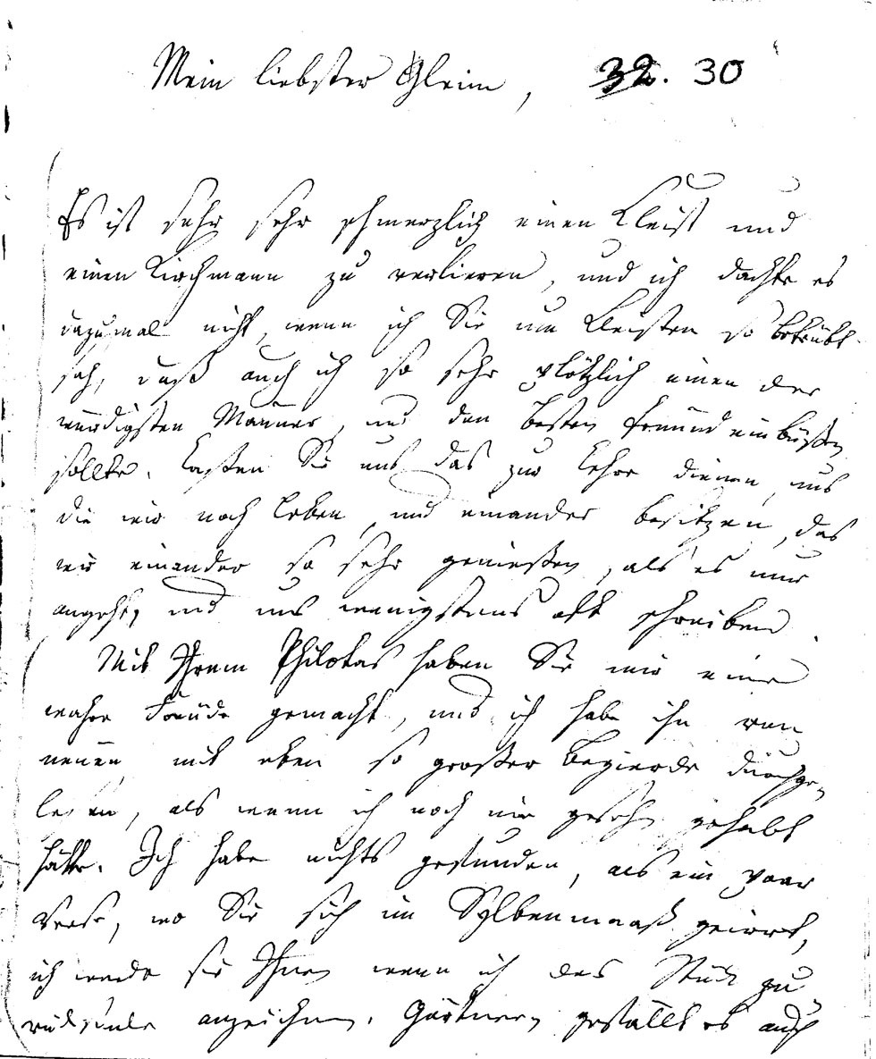 Brief J. F. W. Zachariaes an J.W.L. Gleim vom 5. Februar 1760 (Gleimhaus Halberstadt CC BY-NC-SA)