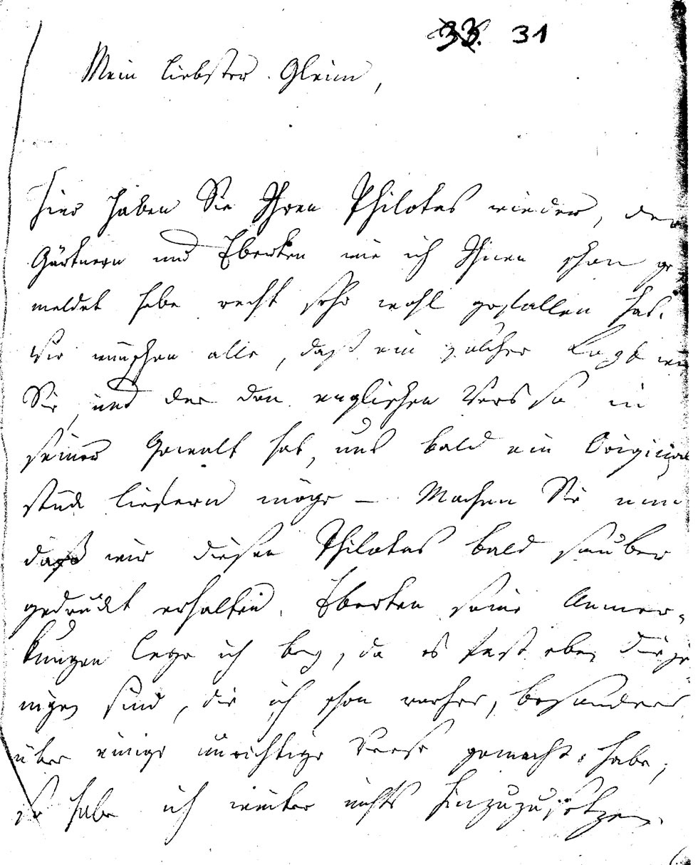 Brief J. F. W. Zachariaes an J.W.L. Gleim vom 22. Februar 1760 (Gleimhaus Halberstadt CC BY-NC-SA)