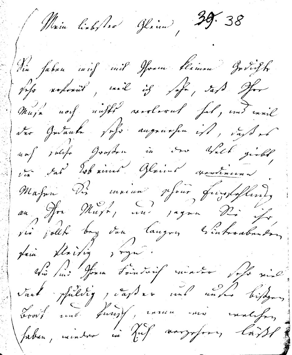 Brief J. F. W. Zachariaes an J.W.L. Gleim vom 18. November 1760 (Gleimhaus Halberstadt CC BY-NC-SA)