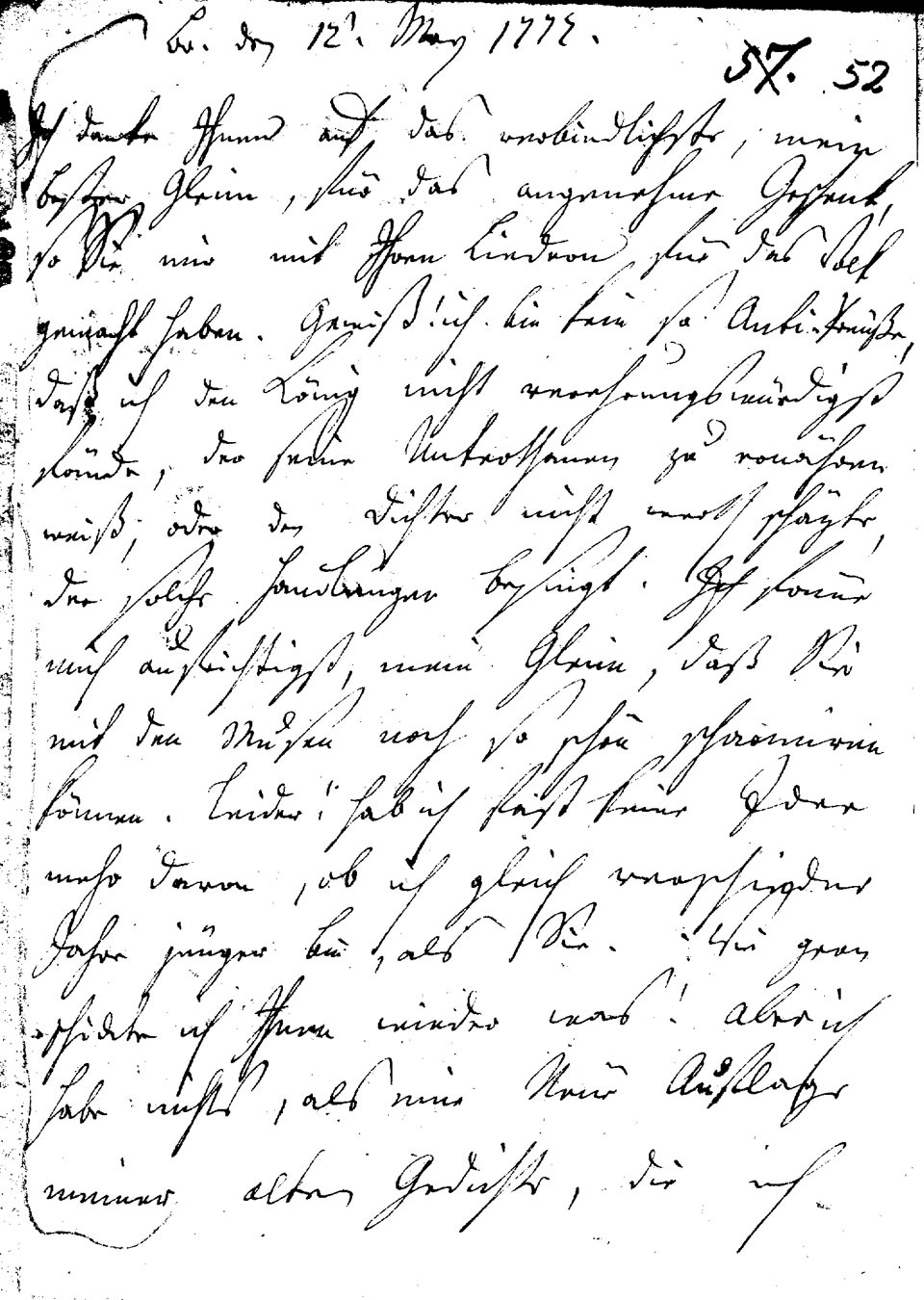 Brief J. F. W. Zachariaes an J.W.L. Gleim vom 12. Mai 1772 (Gleimhaus Halberstadt CC BY-NC-SA)