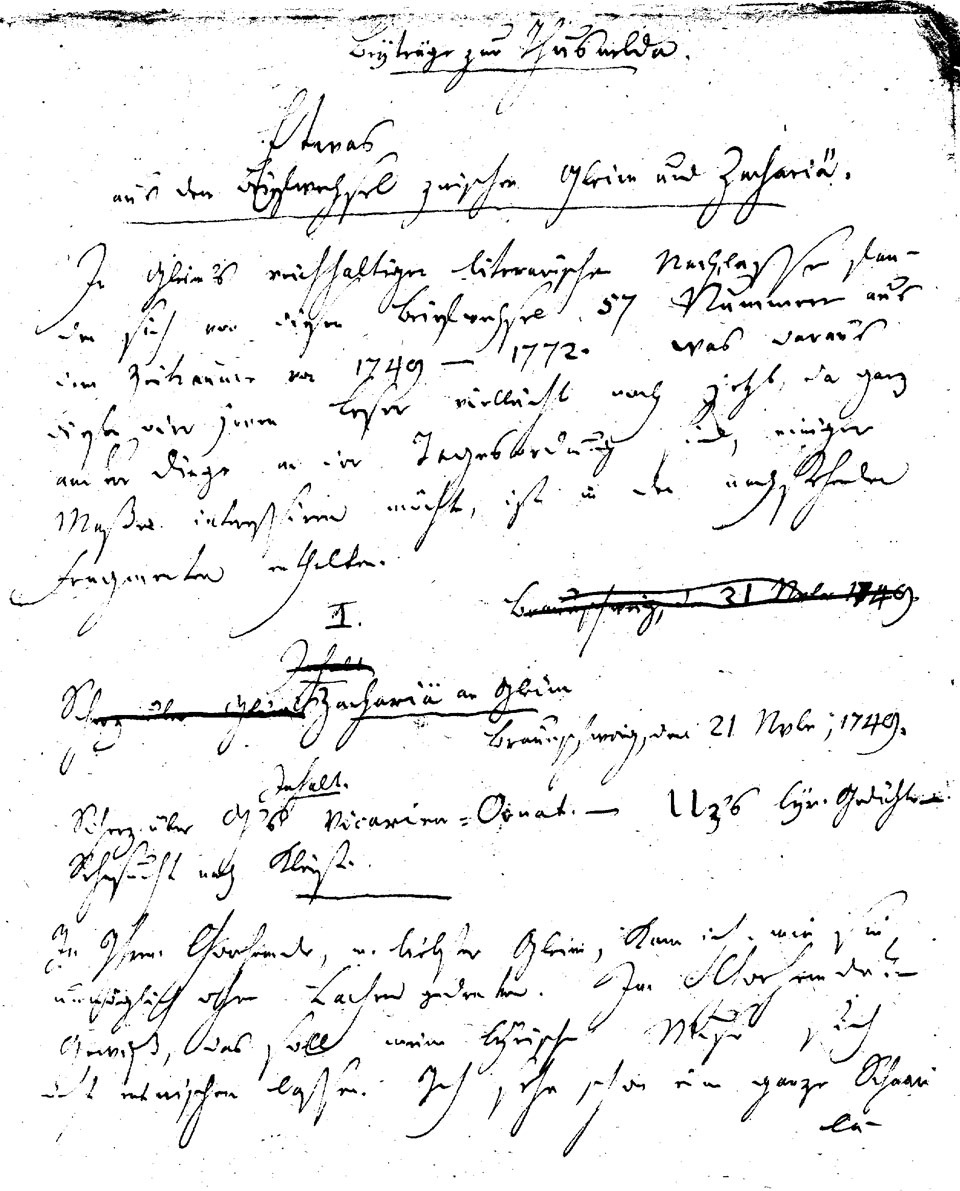 Brief von J. F. W. Zachariae (Briefauszüge von Klamer Schmidt) an Gleim (Gleimhaus Halberstadt CC BY-NC-SA)
