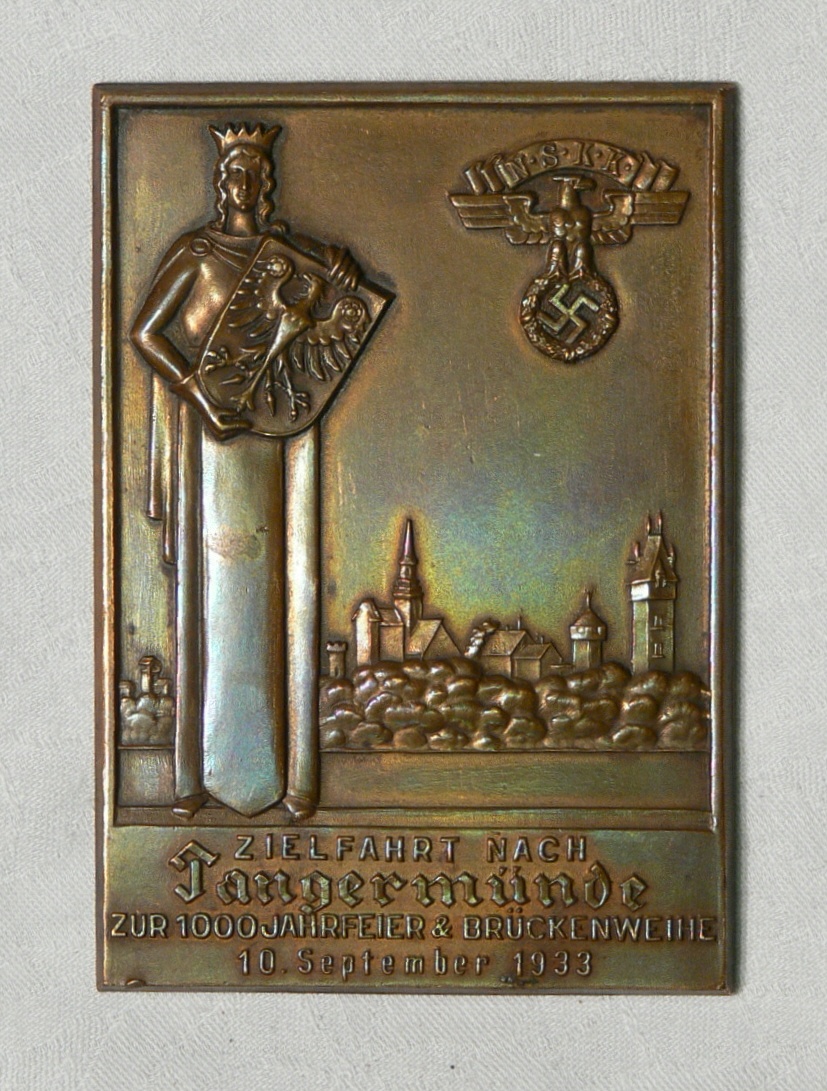 Plakette: Zielfahrt Tangermünde 1933 (Museumsverband Sachsen-Anhalt CC BY-NC-SA)