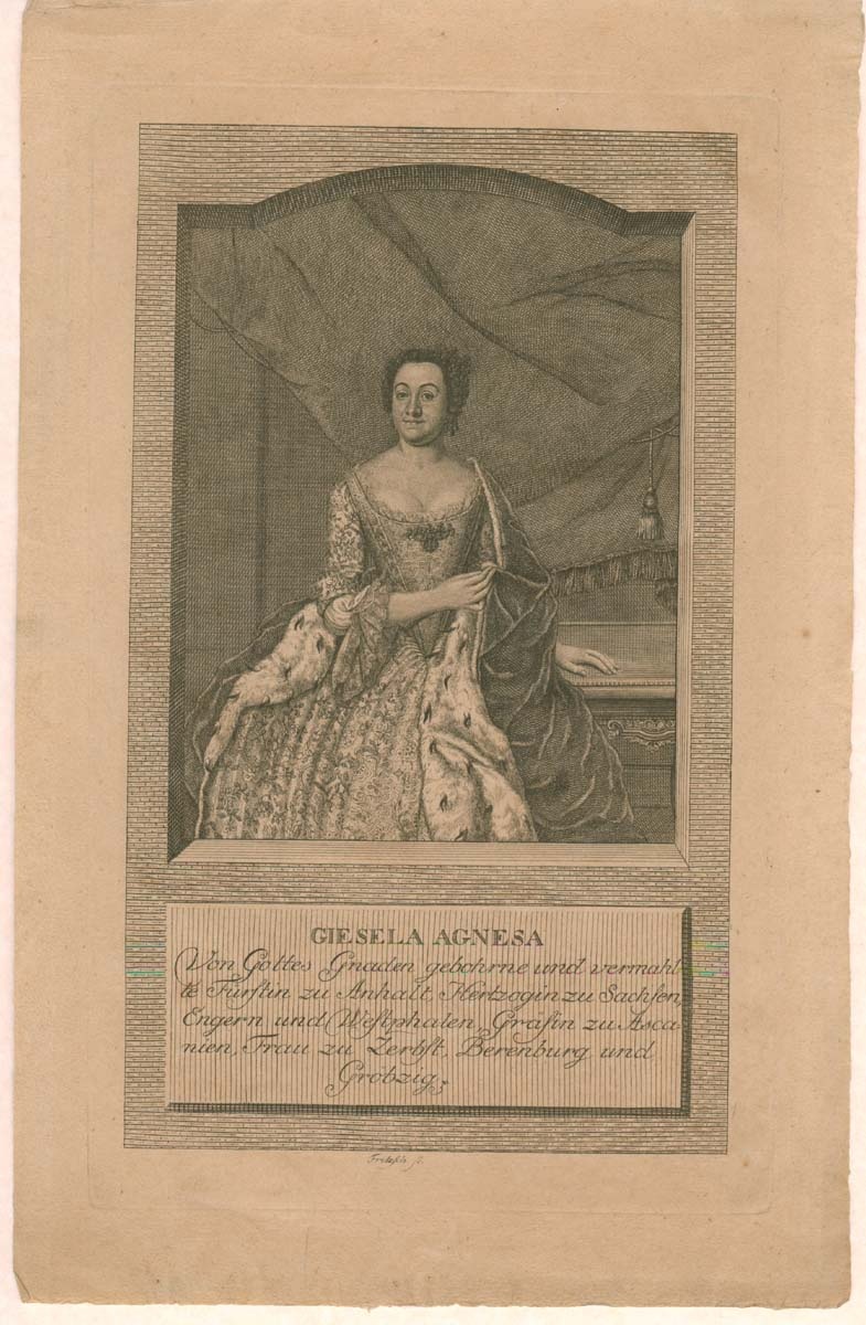 Bildnis der Fürstin Gisela Agnes von Anhalt-Dessau, geb. Prinzessin von Anhalt Köthen (1722 - 1751) (Museum für Stadtgeschichte Dessau CC BY-NC-SA)