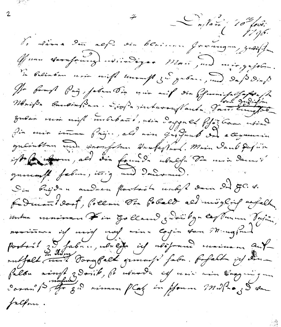 Brief J. F. A. Tischbeins an J.W.L. Gleim vom 10. Februar 1796 (Gleimhaus Halberstadt CC BY-NC-SA)