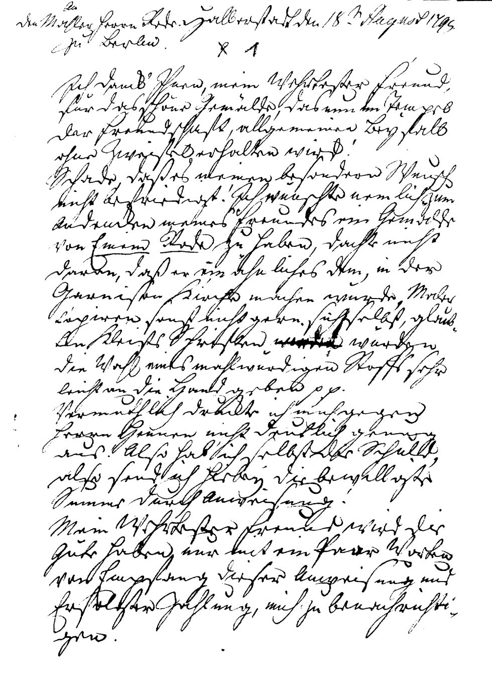 Brief J.W.L. Gleims an B. Rode vom 18. August 1795 (Gleimhaus Halberstadt CC BY-NC-SA)