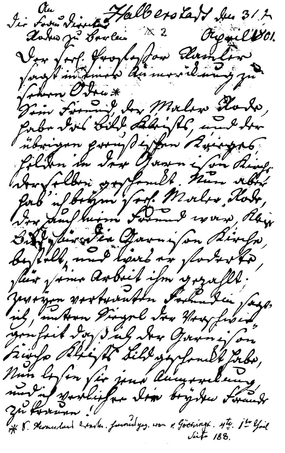 Brief J.W.L. Gleims an die Witwe Bernhard Rodes (Gleimhaus Halberstadt CC BY-NC-SA)