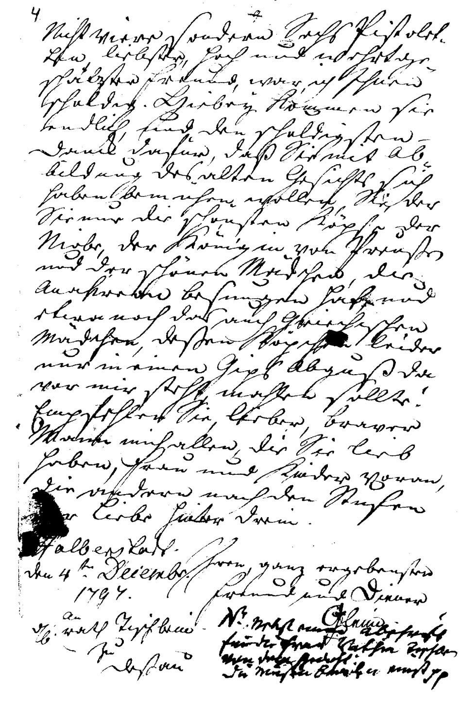 Brief J.W.L. Gleims an J. F. A. Tischbein vom 4. Dezember 1797 (Gleimhaus Halberstadt CC BY-NC-SA)
