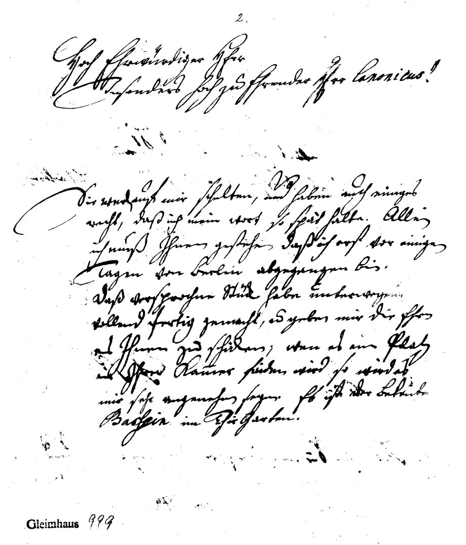 Brief J. P. Hackerts an J.W.L. Gleim vom 28. Juli 1762 (Gleimhaus Halberstadt CC BY-NC-SA)