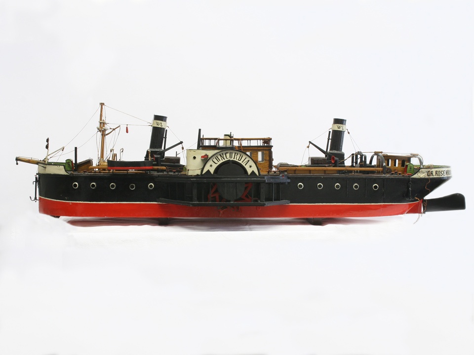 Schiffsmodell &quot;Seitenraddampfer Concordia&quot; (Salzlandmuseum Schönebeck CC BY-NC-SA)