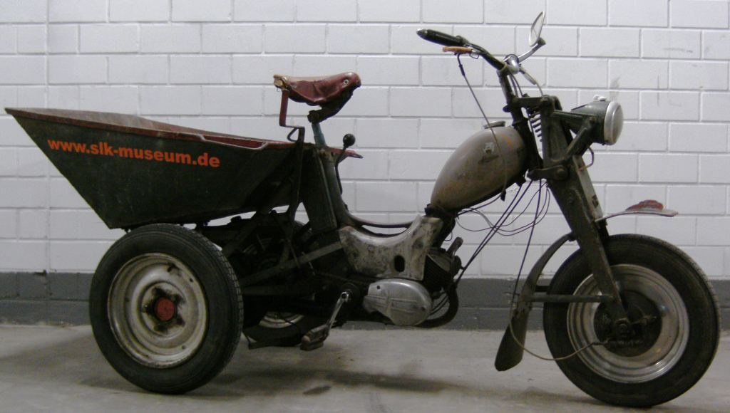 SIMSON Moped SR 2 Dumper als Eigenbau (Fahrzeugmuseum Staßfurt CC BY-NC-SA)