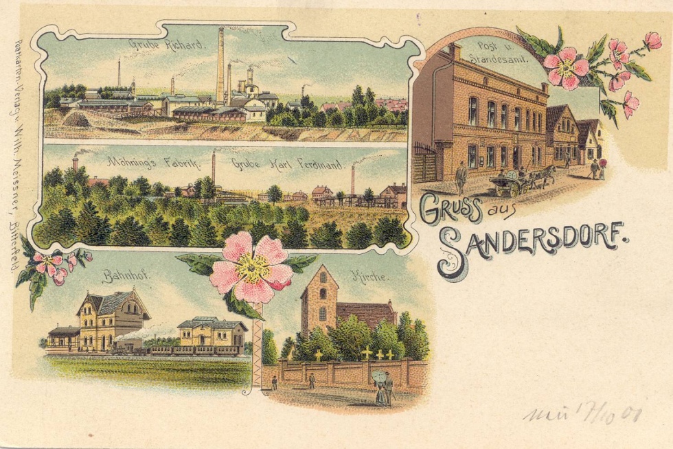 Ansichtskarte Sandersdorf (Kreismuseum Bitterfeld CC BY-NC-SA)