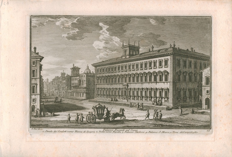 Palazzo Ruspoli, Corso, Rom. Kupferstich von Giuseppe Vasi (Stiftung Händel-Haus Halle CC BY-NC-SA)