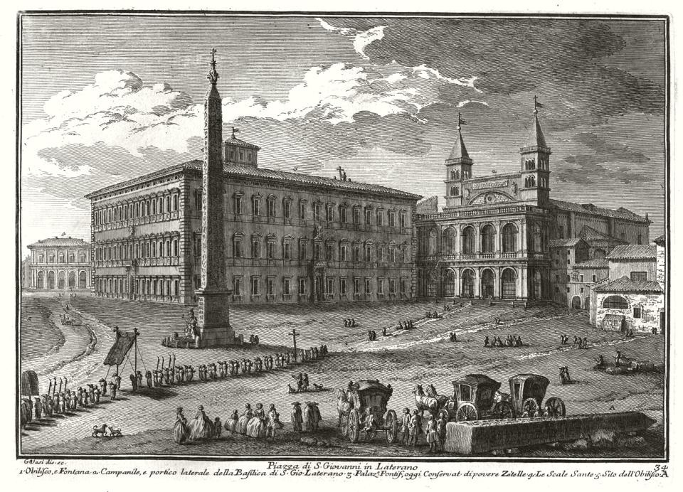 Piazza di San Giovanni in Laterano, Rom. Kupferstich von Giuseppe Vasi (Stiftung Händel-Haus Halle CC BY-NC-SA)