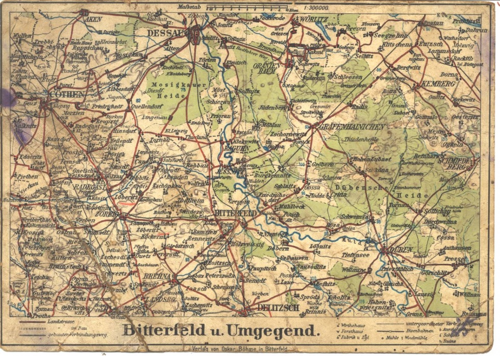 Kreiskarte Bitterfeld und Umgebung (Kreismuseum Bitterfeld CC BY-NC-SA)