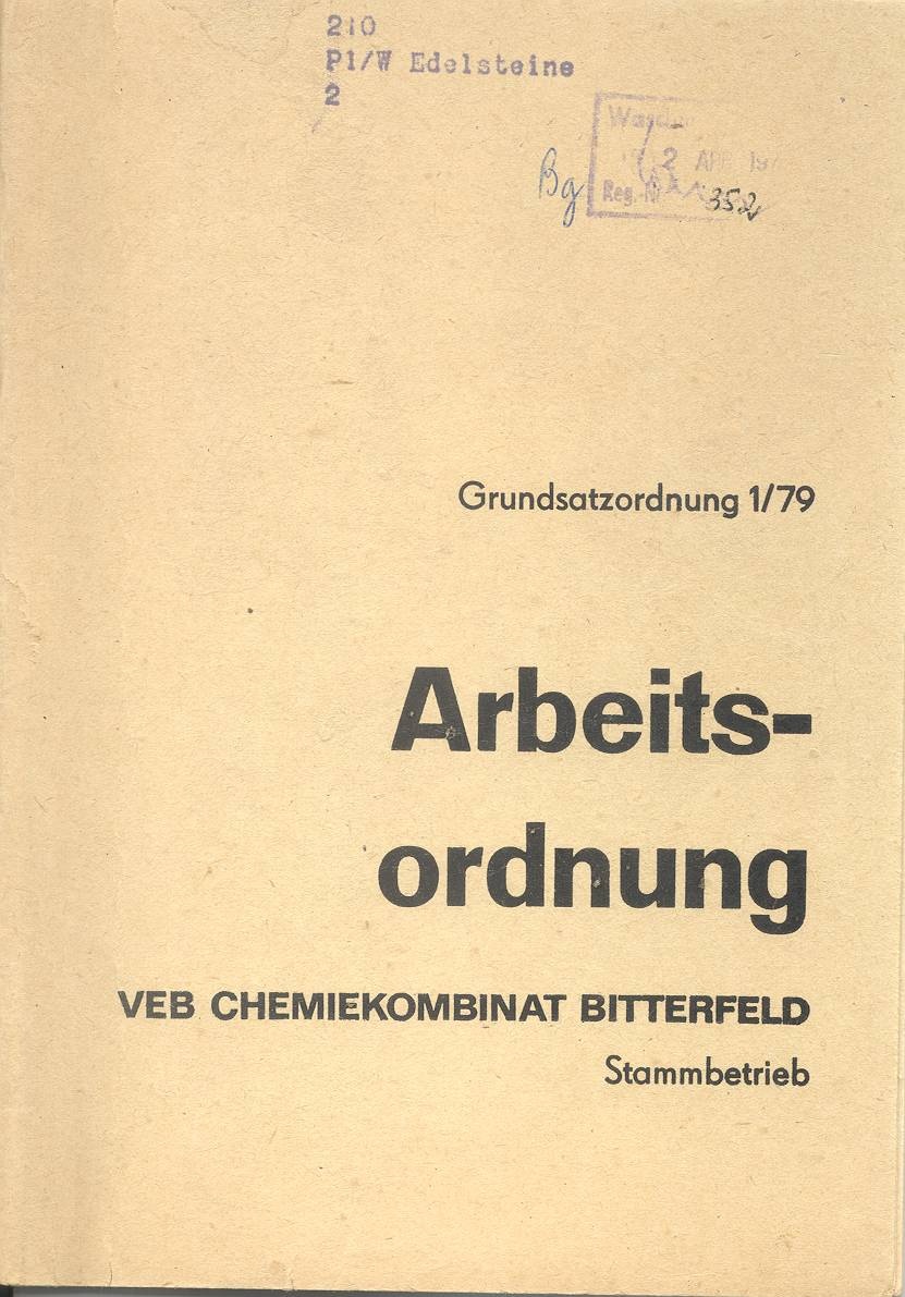 Arbeitsordnung des VEB CKB (Kreismuseum Bitterfeld CC BY-NC-SA)