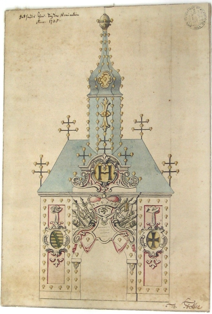 Entwurf für eine Illumination des Merseburger Gotthardtores (Kulturhistorisches Museum Schloss Merseburg CC BY-NC-SA)