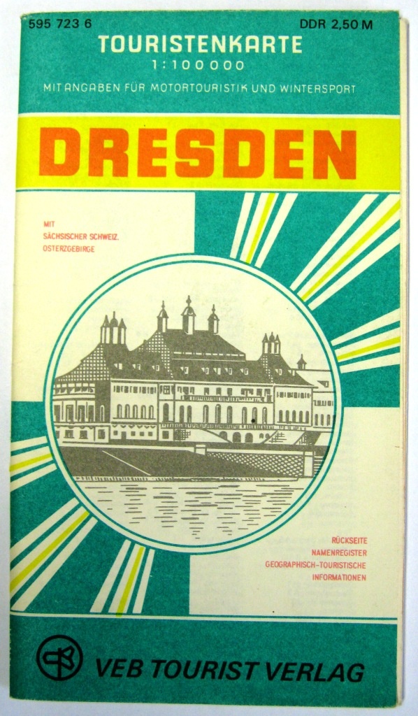 Touristenkarte von 1980 für Dresden und Umgebung (Fahrzeugmuseum Staßfurt CC BY-NC-SA)